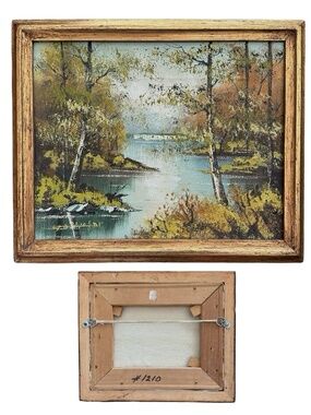 Vintage Original Landscape Oil Painting On Canvas 12”x10” Framed Signed